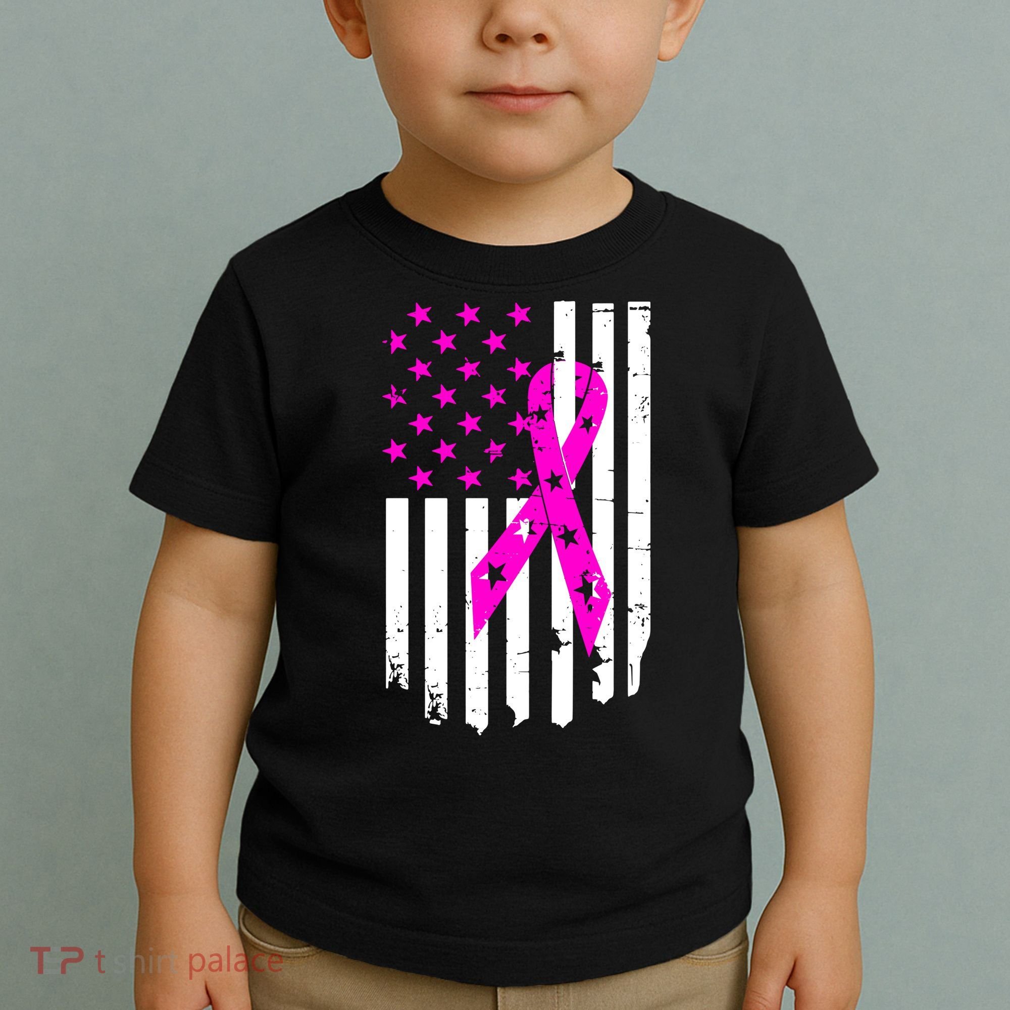 Distressed Breast Cancer Awareness Flag Toddler T-Shirt