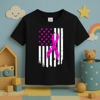 Distressed Breast Cancer Awareness Flag Toddler T-Shirt thumb 3