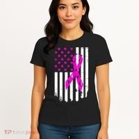 Distressed Breast Cancer Awareness Flag Women's T-Shirt thumb 4