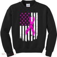 Distressed Breast Cancer Awareness Flag Kids Sweatshirt thumb 0