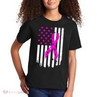 Distressed Breast Cancer Awareness Flag Kids T-Shirt thumb 2