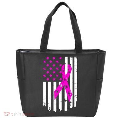 Distressed Breast Cancer Awareness Flag Tote Bag