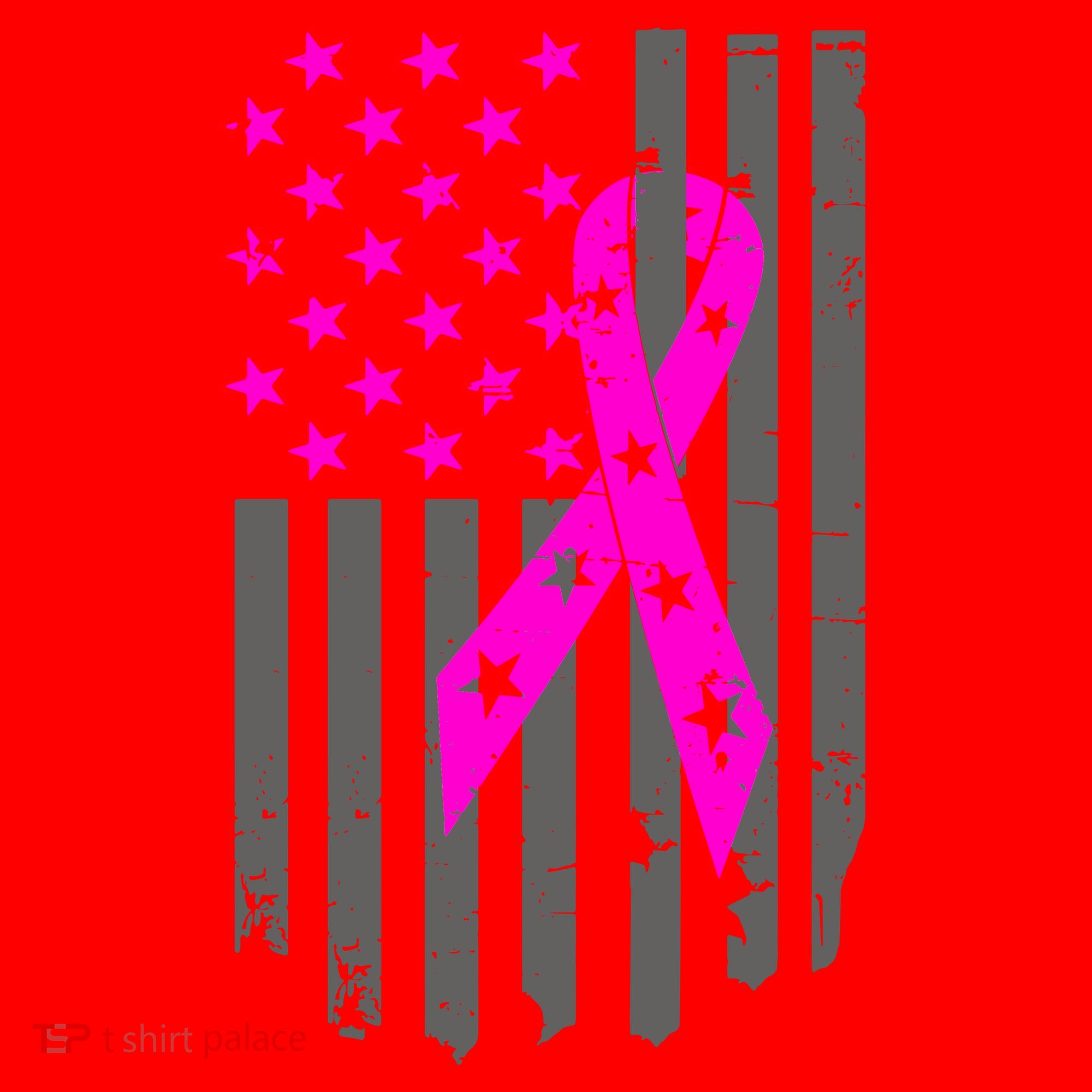 Distressed Breast Cancer Awareness Flag Santa Hat