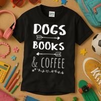 Dogs Books Coffee Gift Weekend Great Gift Animal Lover Tee Gift Kids T-Shirt thumb 3