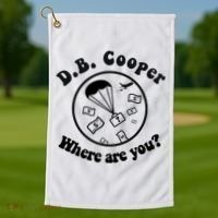 D B Cooper Where Are You Classic Golf Towel thumb 1