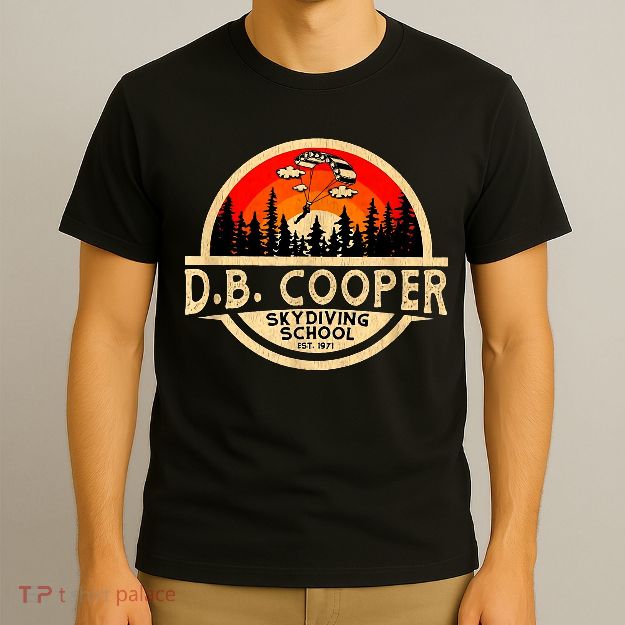 D. B. Cooper Robber Thief Parachute Skydiving School Est 1971 Retro Vintage T-Shirt