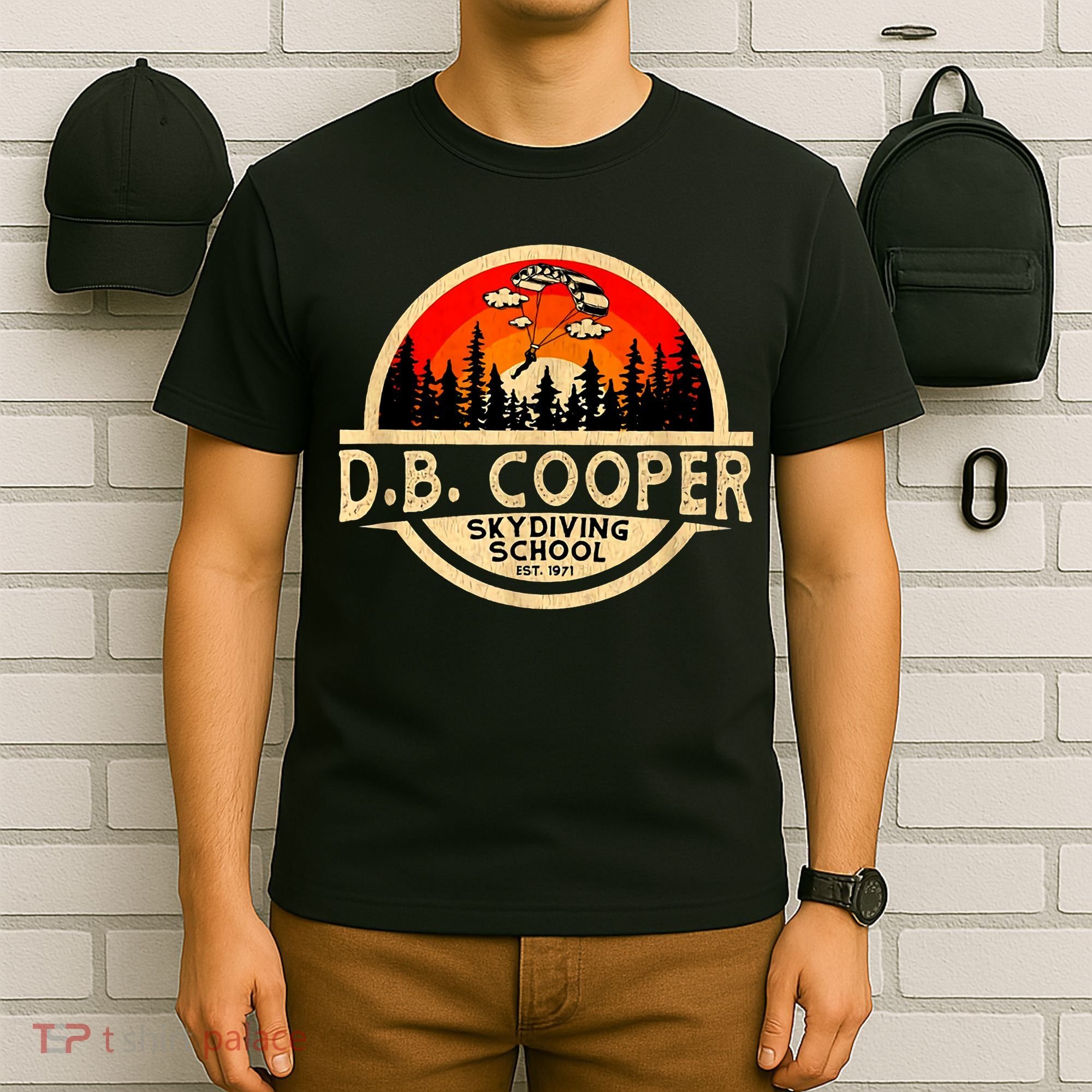 D. B. Cooper Robber Thief Parachute Skydiving School Est 1971 Retro Vintage T-Shirt