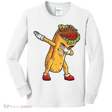 Dabbing Burrito Cinco de Mayo Kids Long Sleeve Shirt