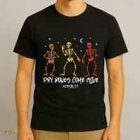 Dry Bones Come Alive Funny Skeleton Dancing T-Shirt thumb 3