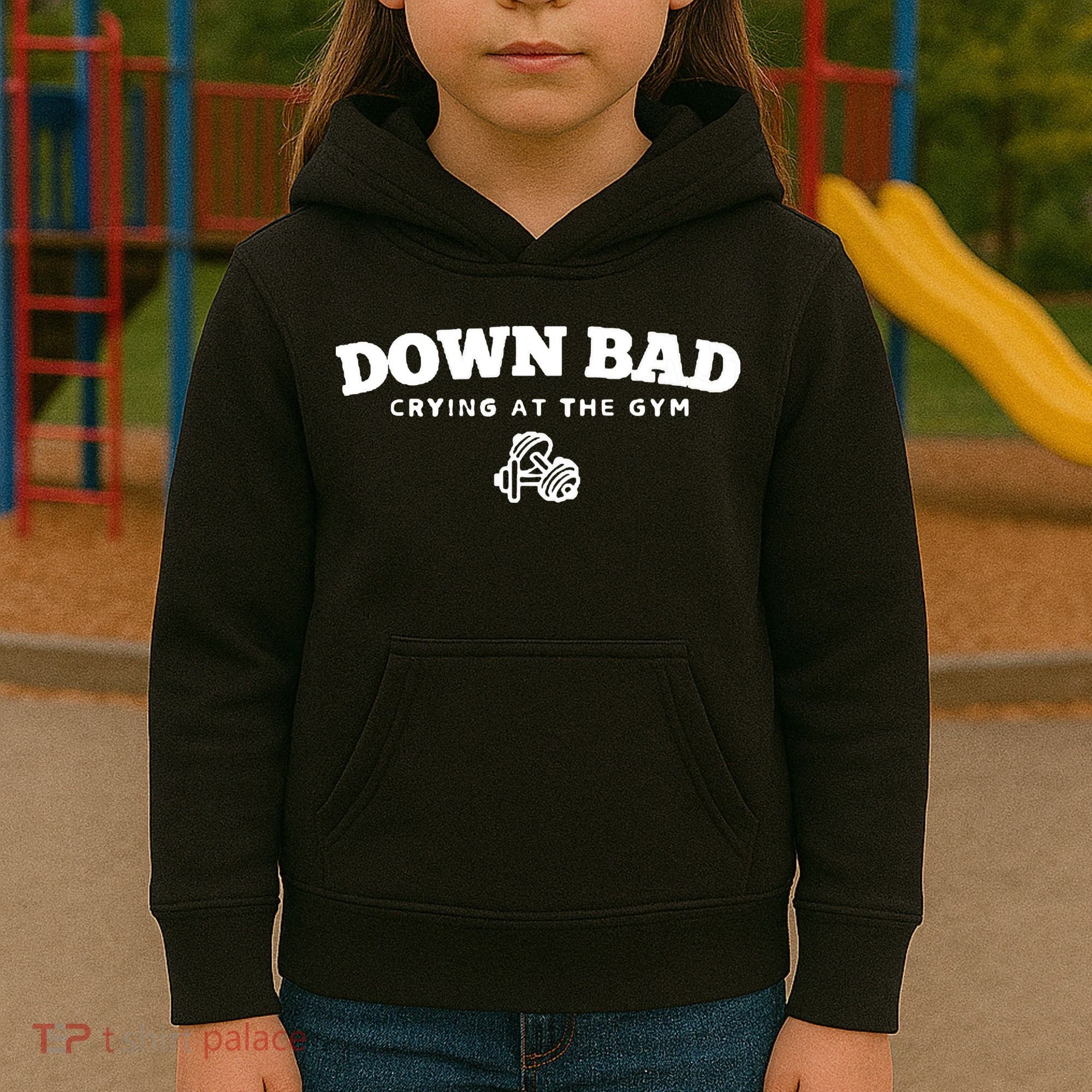 Down Bad Crying At The Gym Kids Hoodie