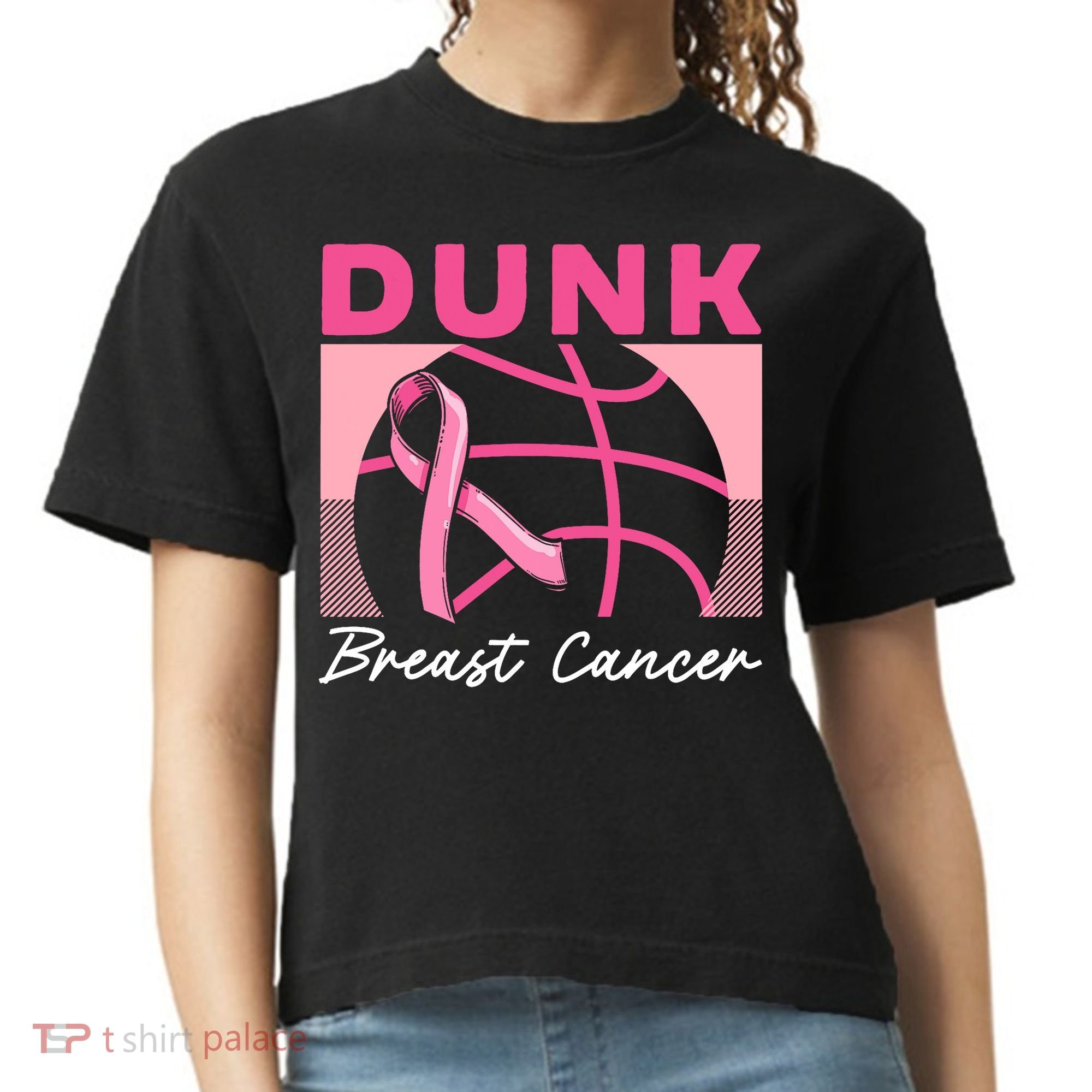 Dunk Breast Cancer Basketball Player Breast Cancer Awareness Comfort Colors Boxy T-Shirt