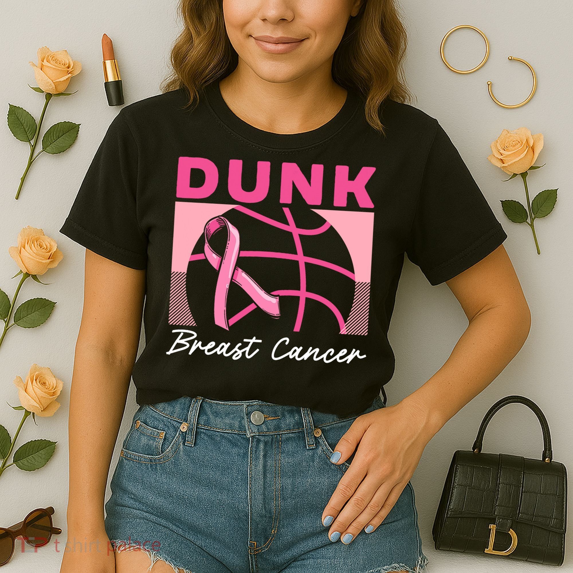 Dunk Breast Cancer Basketball Player Breast Cancer Awareness Comfort Colors Boxy T-Shirt
