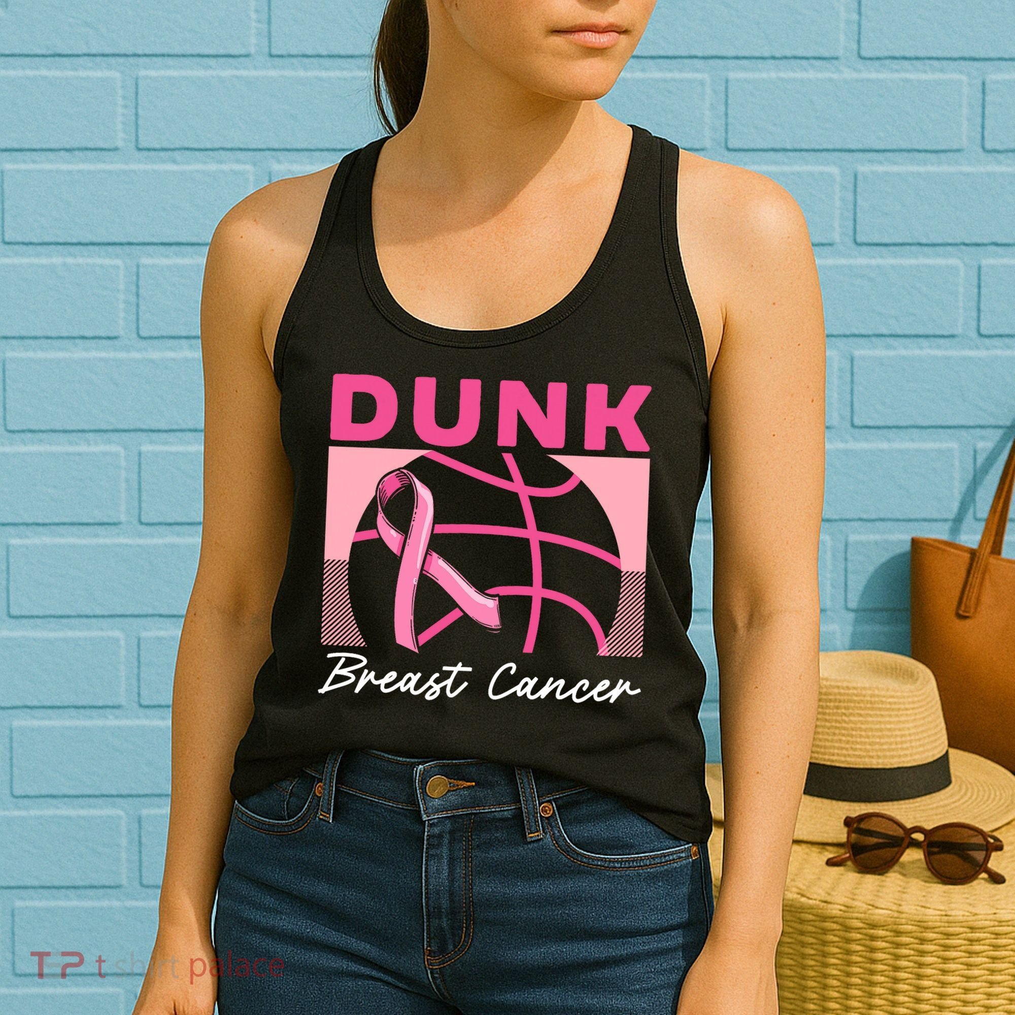 Dunk Breast Cancer Basketball Player Breast Cancer Awareness Women's Tank Top