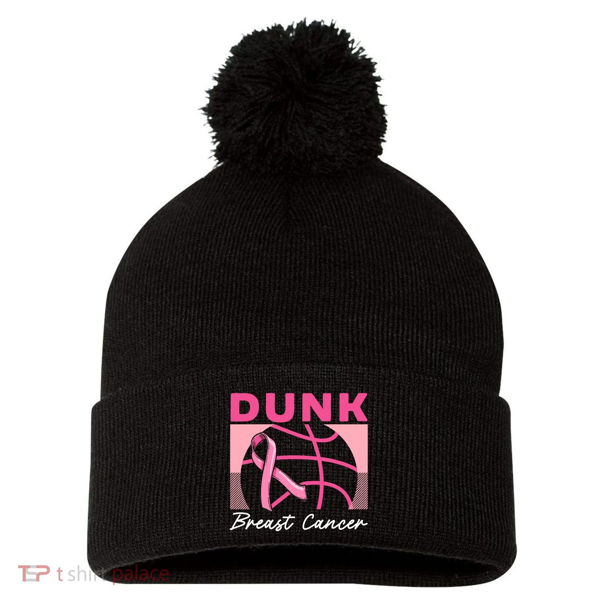 Dunk Breast Cancer Basketball Player Breast Cancer Awareness Pom Pom 12in Knit Beanie