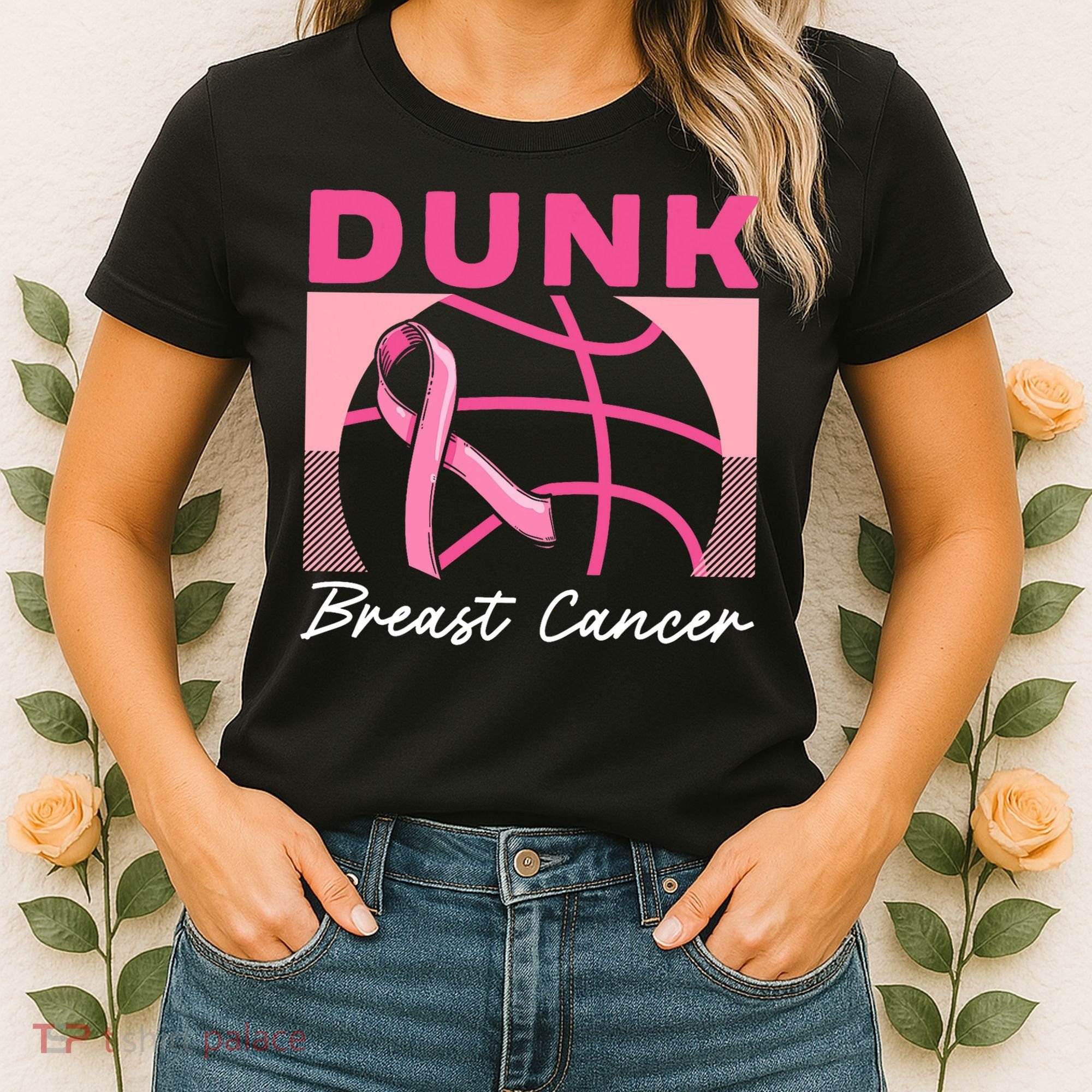 Dunk Breast Cancer Basketball Player Breast Cancer Awareness Women's T-Shirt