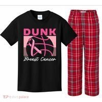 Dunk Breast Cancer Basketball Player Breast Cancer Awareness Kids Plaid Pajama Set thumb 0