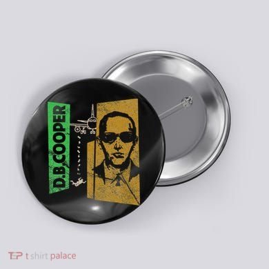 D. B. Cooper Skyjacker Hijack Retro 60s Style Graphic Button