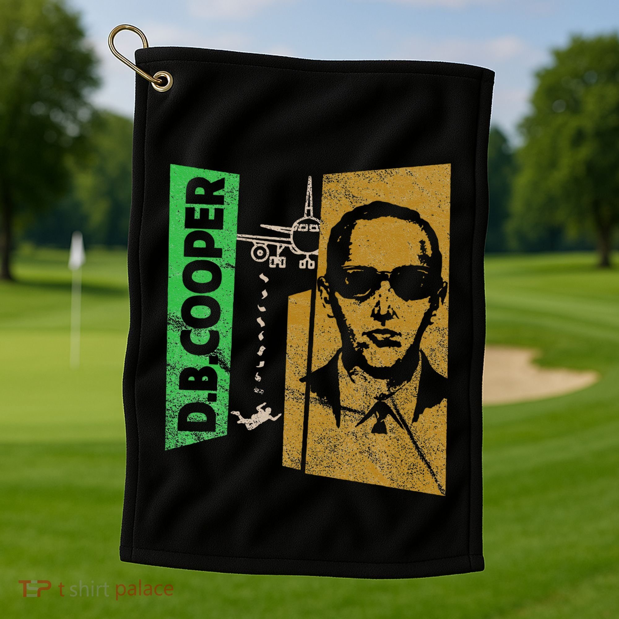 D. B. Cooper Skyjacker Hijack Retro 60s Style Graphic Golf Towel