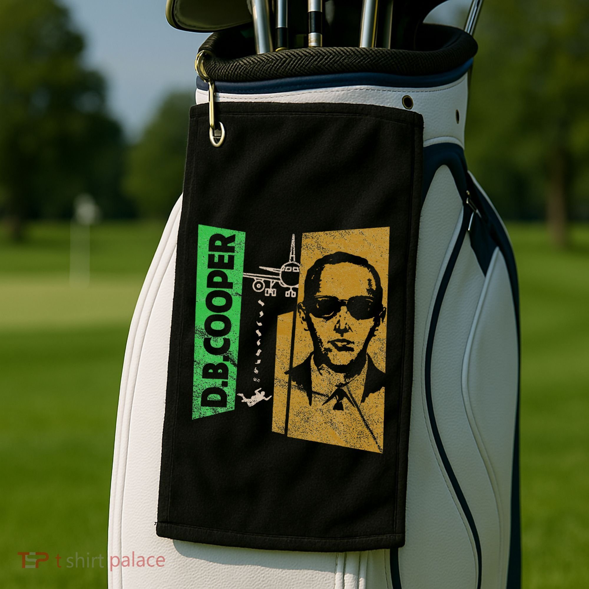 D. B. Cooper Skyjacker Hijack Retro 60s Style Graphic Golf Towel