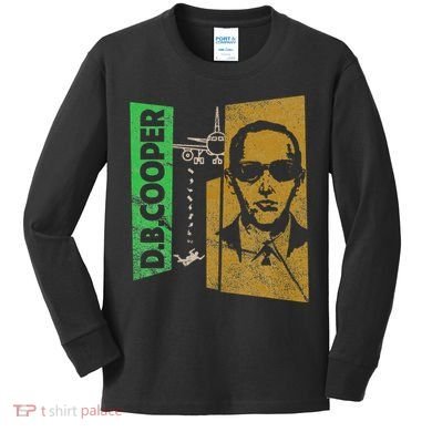 D. B. Cooper Skyjacker Hijack Retro 60s Style Graphic Kids Long Sleeve Shirt