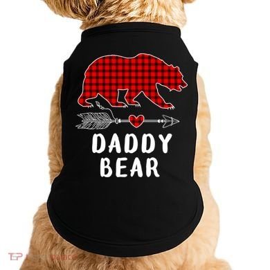 Daddy Bear Christmas Pajama Red Plaid Buffalo Xmas Doggie Tank