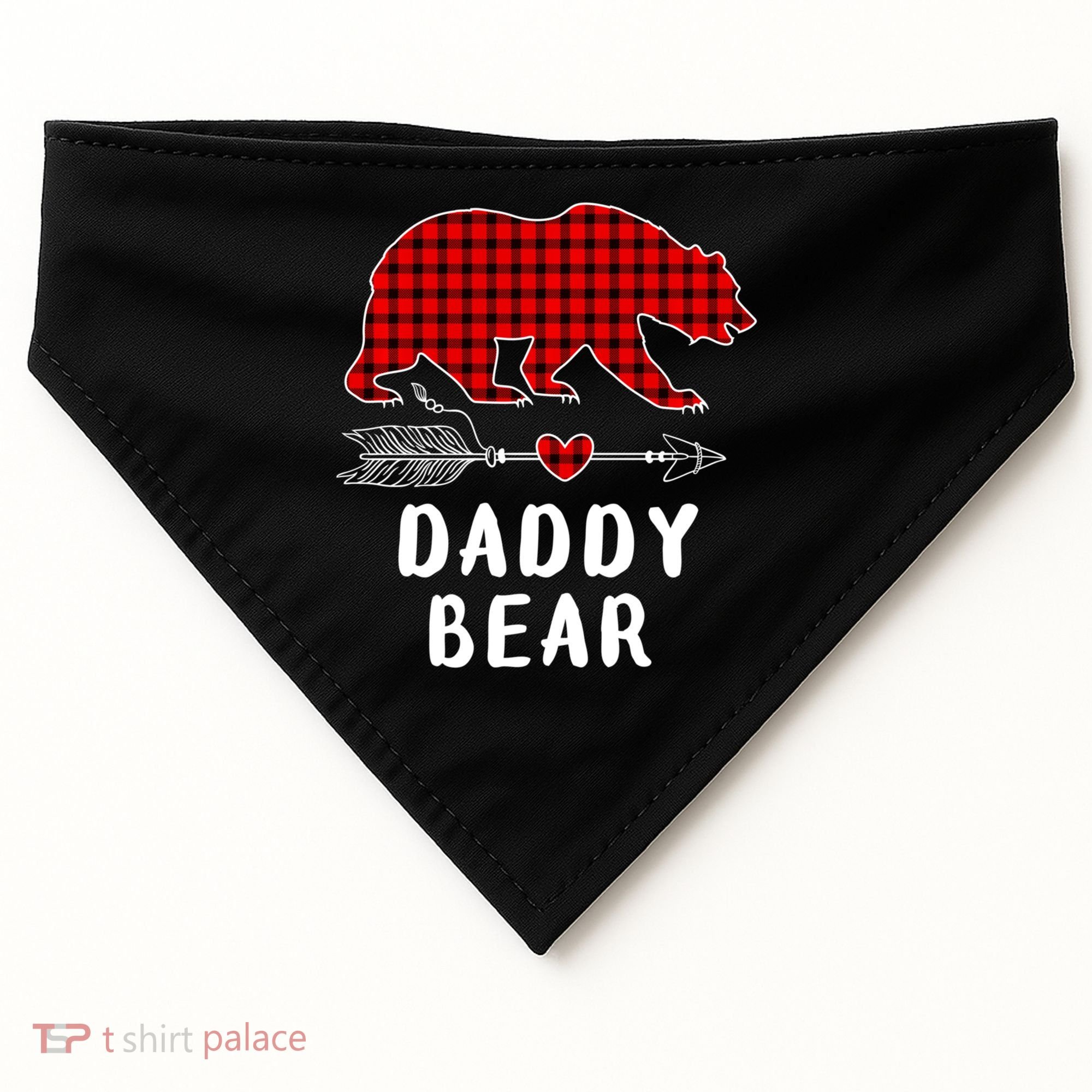 Daddy Bear Christmas Pajama Red Plaid Buffalo Xmas USA-Made Doggie Bandana
