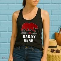 Daddy Bear Christmas Pajama Red Plaid Buffalo Xmas Women's Tank Top thumb 2