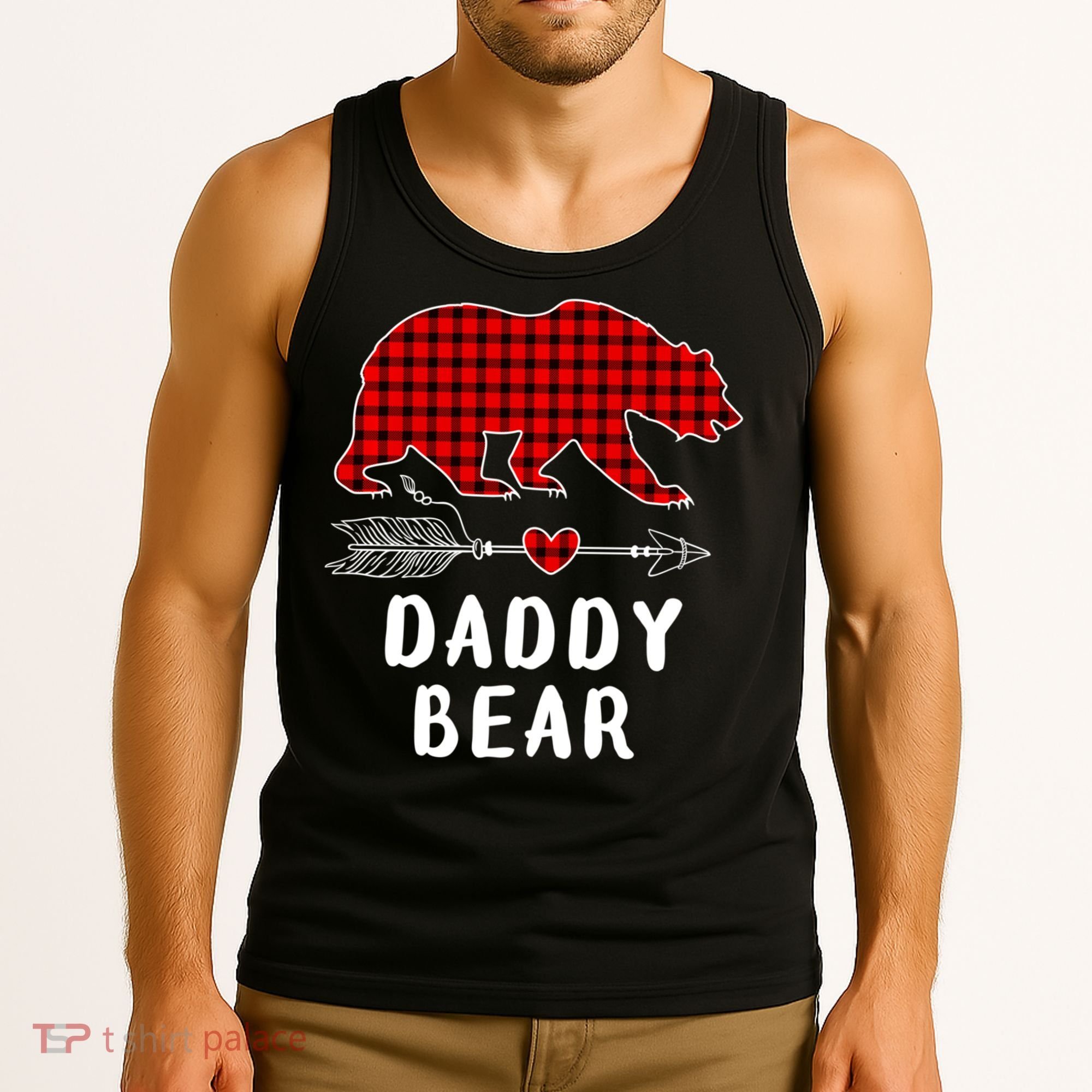 Daddy Bear Christmas Pajama Red Plaid Buffalo Xmas Tank Top