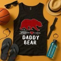 Daddy Bear Christmas Pajama Red Plaid Buffalo Xmas Tank Top thumb 4