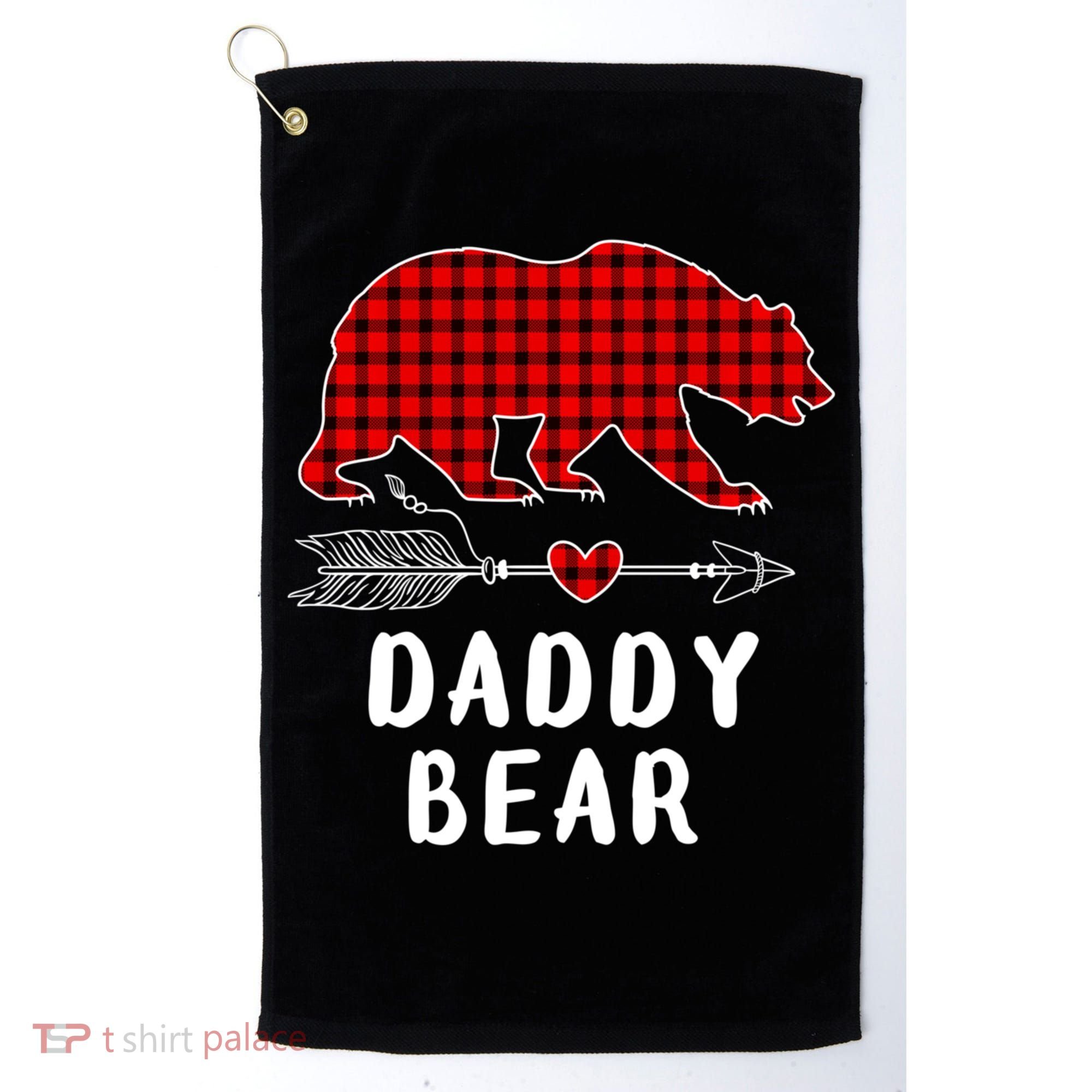 Daddy Bear Christmas Pajama Red Plaid Buffalo Xmas Golf Towel