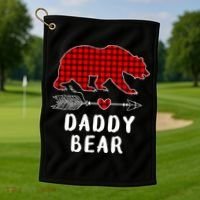 Daddy Bear Christmas Pajama Red Plaid Buffalo Xmas Golf Towel thumb 1