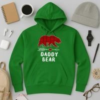 Daddy Bear Christmas Pajama Red Plaid Buffalo Xmas Hoodie thumb 3