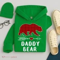 Daddy Bear Christmas Pajama Red Plaid Buffalo Xmas Hoodie thumb 4