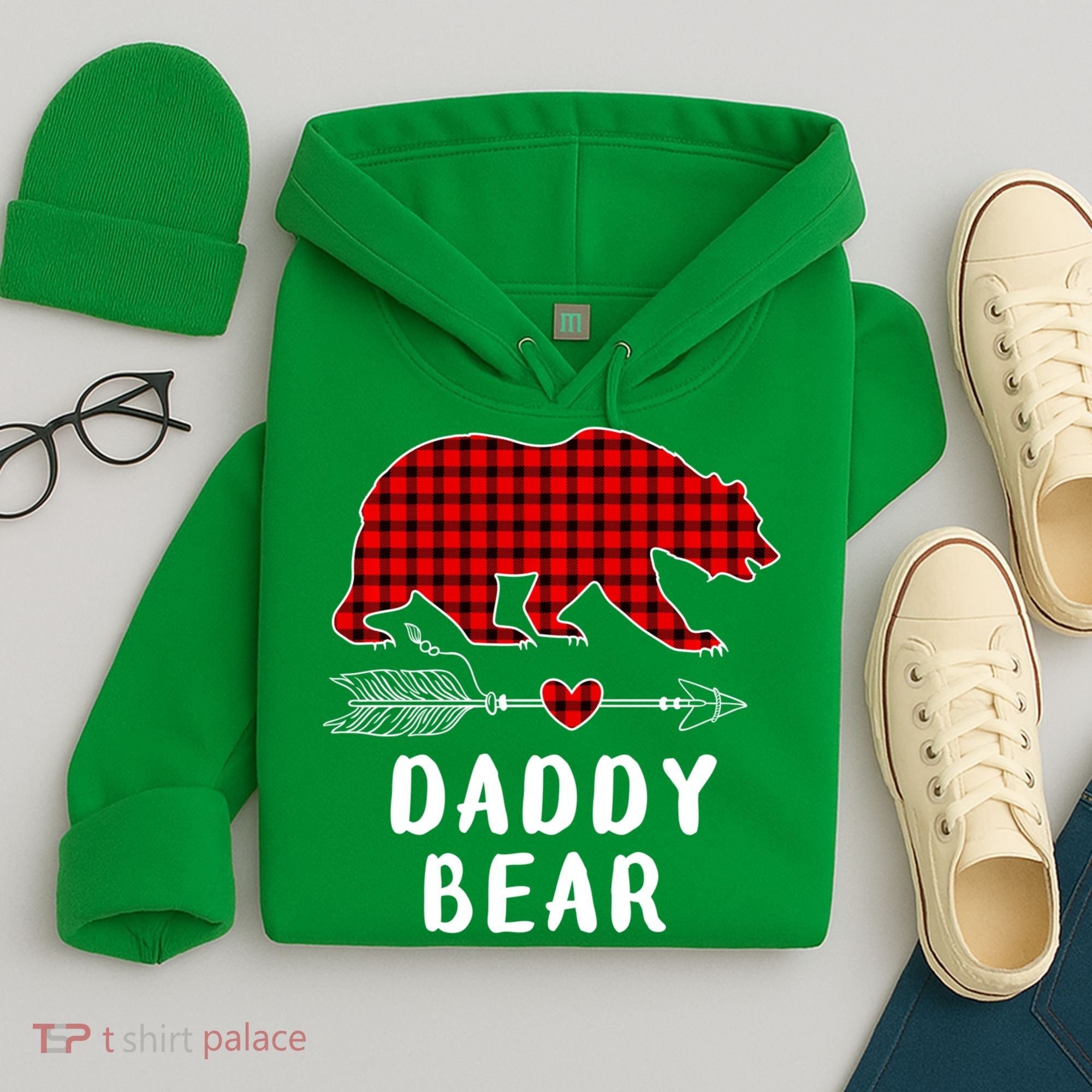 Daddy Bear Christmas Pajama Red Plaid Buffalo Xmas Hoodie