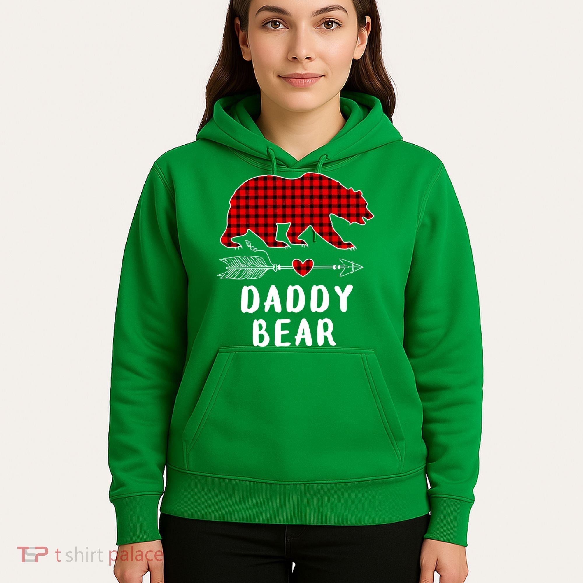 Daddy Bear Christmas Pajama Red Plaid Buffalo Xmas Hoodie