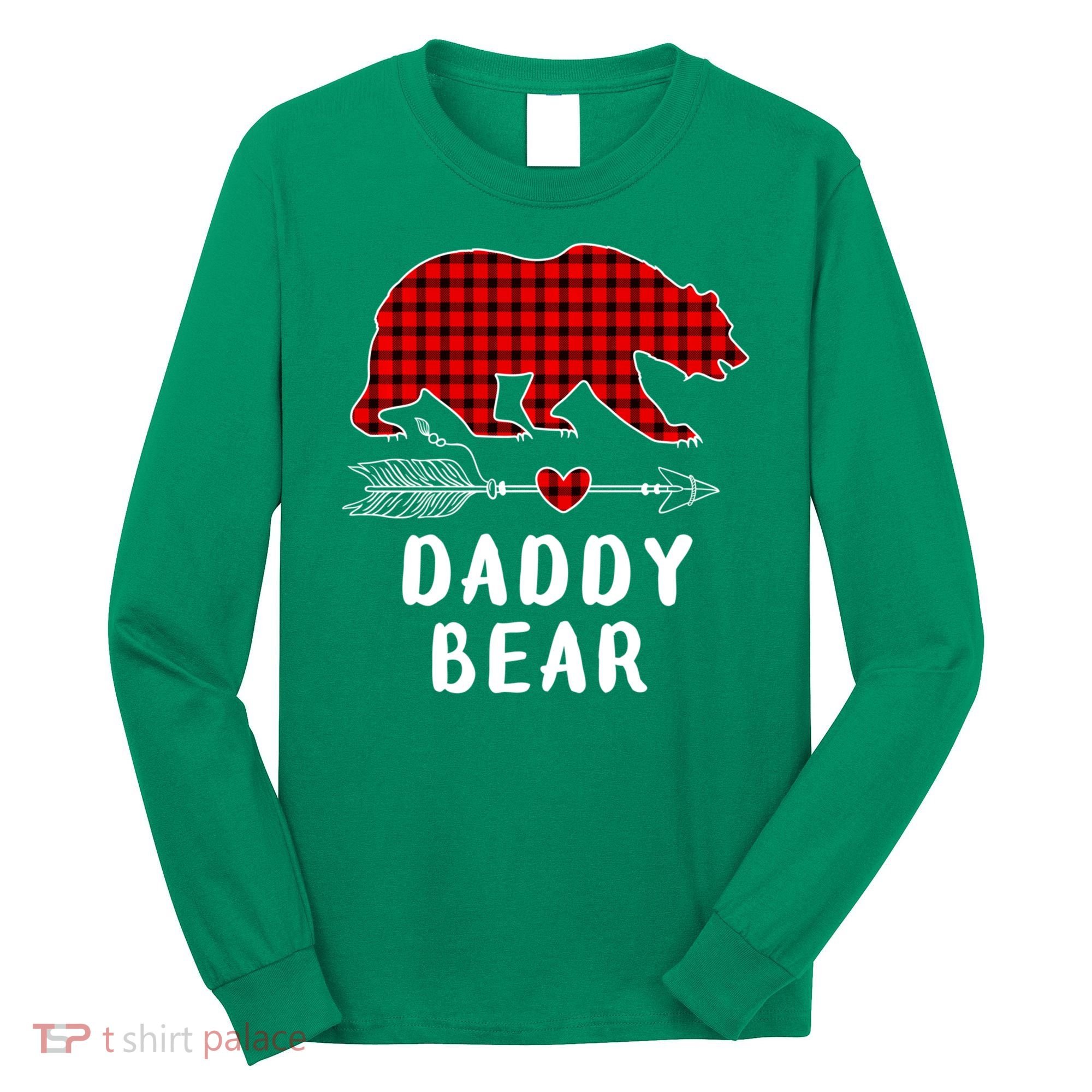 Daddy Bear Christmas Pajama Red Plaid Buffalo Xmas Long Sleeve Shirt