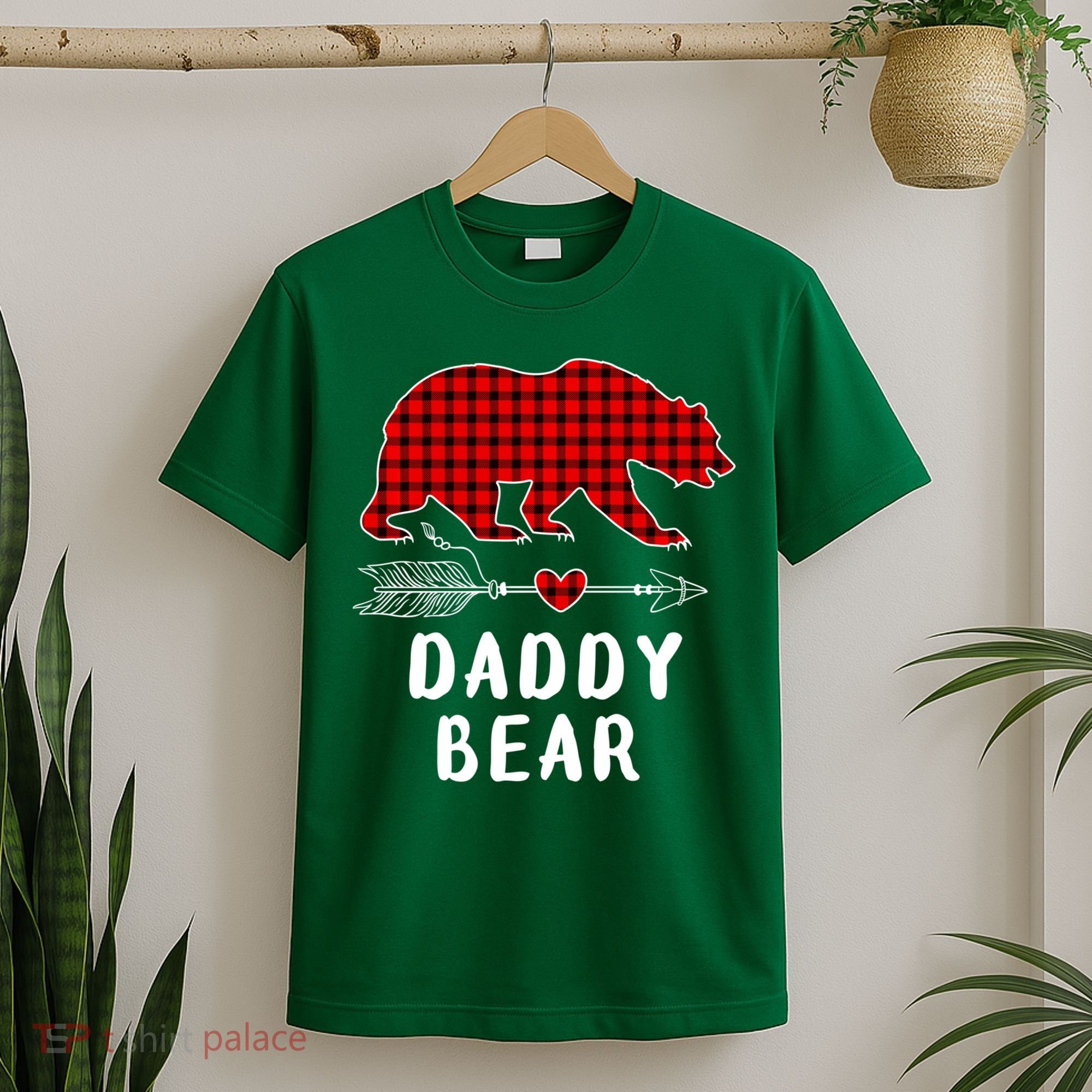 Daddy Bear Christmas Pajama Red Plaid Buffalo Xmas T-Shirt