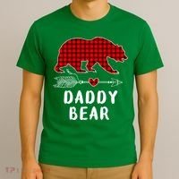 Daddy Bear Christmas Pajama Red Plaid Buffalo Xmas T-Shirt thumb 3