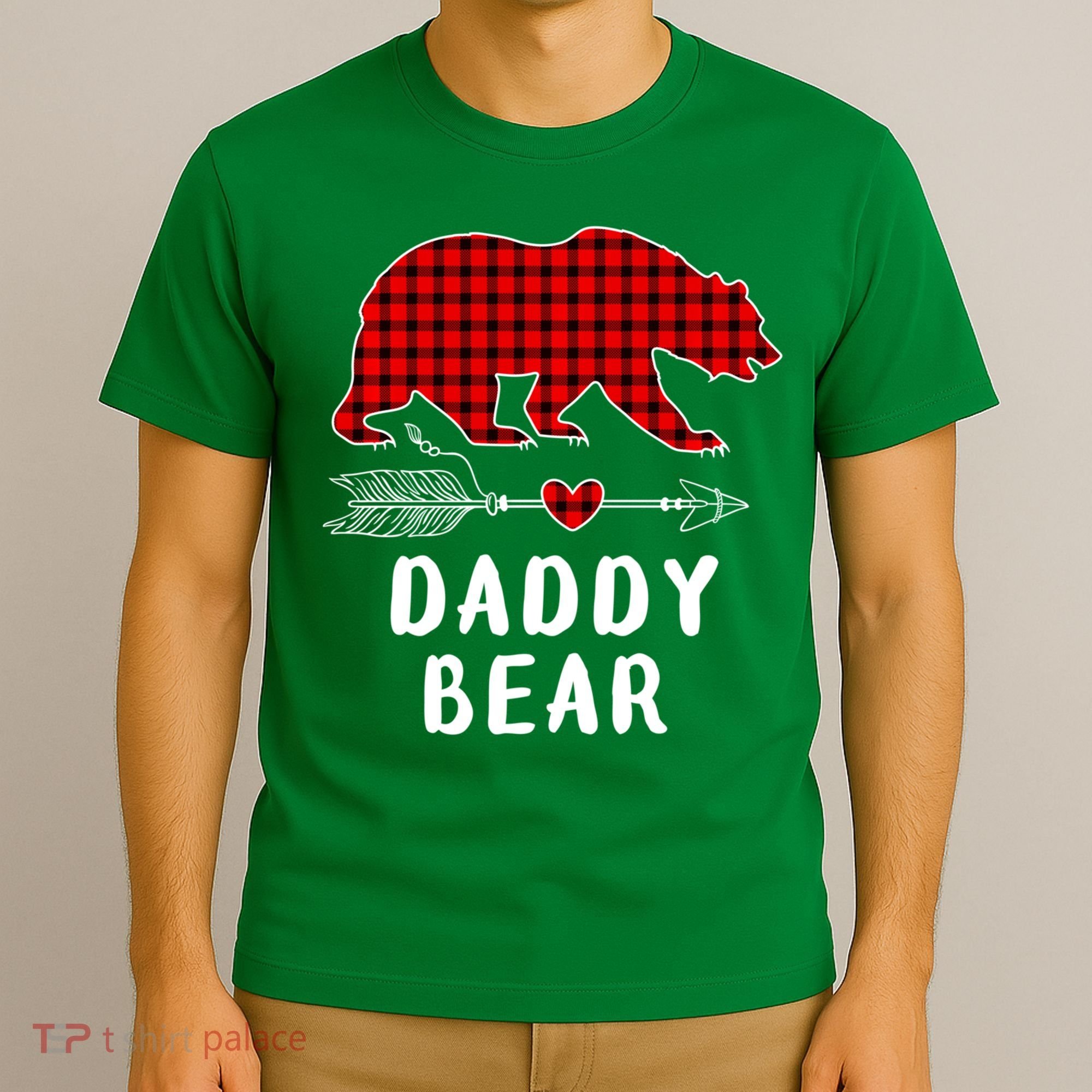 Daddy Bear Christmas Pajama Red Plaid Buffalo Xmas T-Shirt