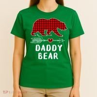 Daddy Bear Christmas Pajama Red Plaid Buffalo Xmas T-Shirt thumb 4