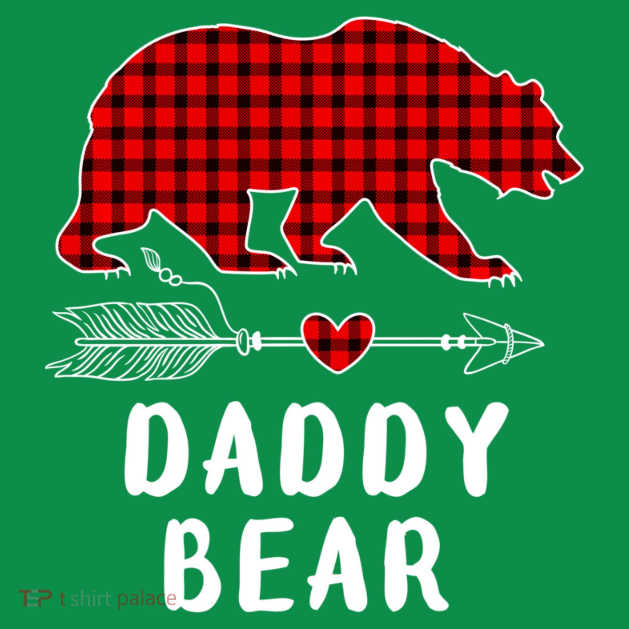 Daddy Bear Christmas Pajama Red Plaid Buffalo Xmas T-Shirt