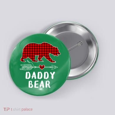 Daddy Bear Christmas Pajama Red Plaid Buffalo Xmas Button