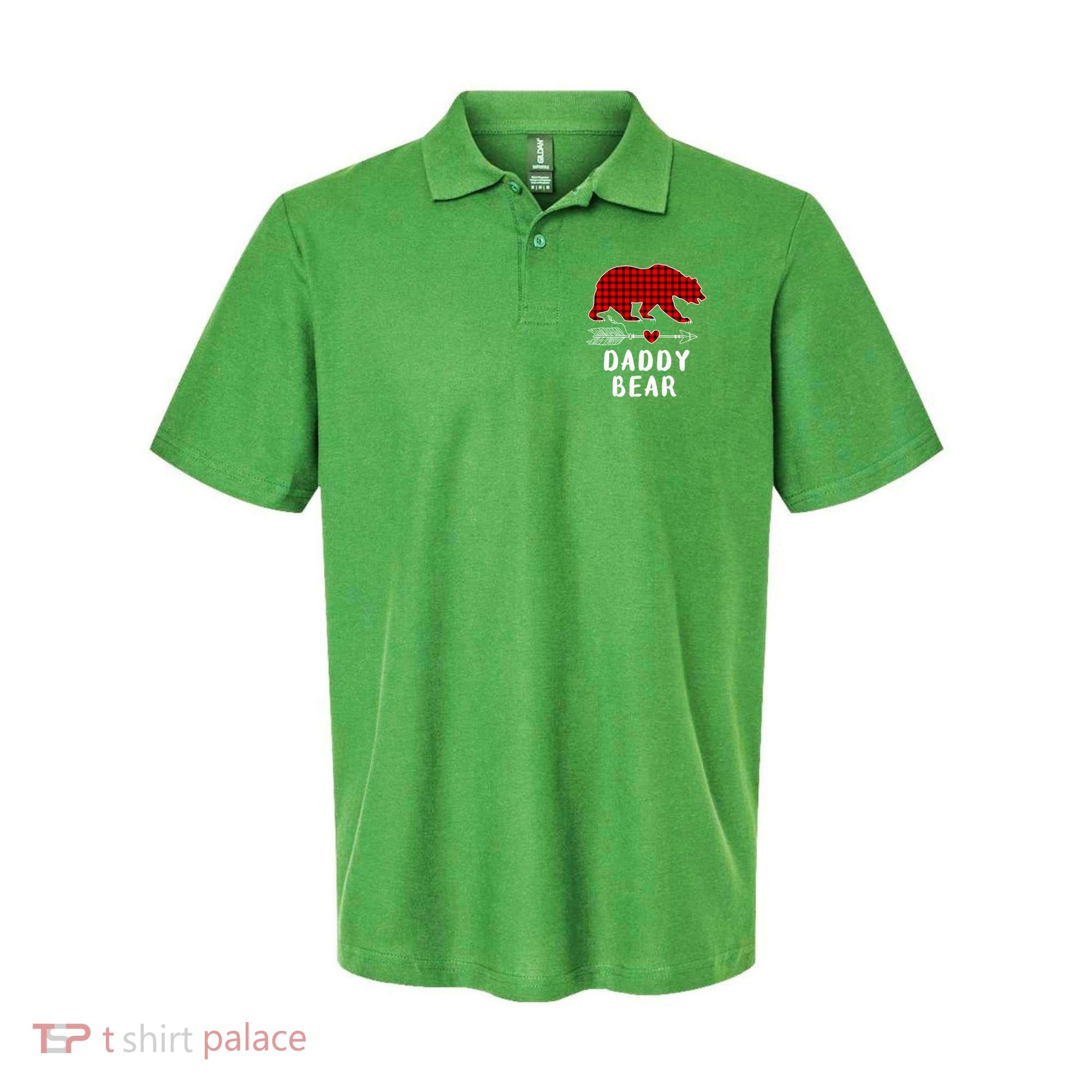 Daddy Bear Christmas Pajama Red Plaid Buffalo Xmas Polo