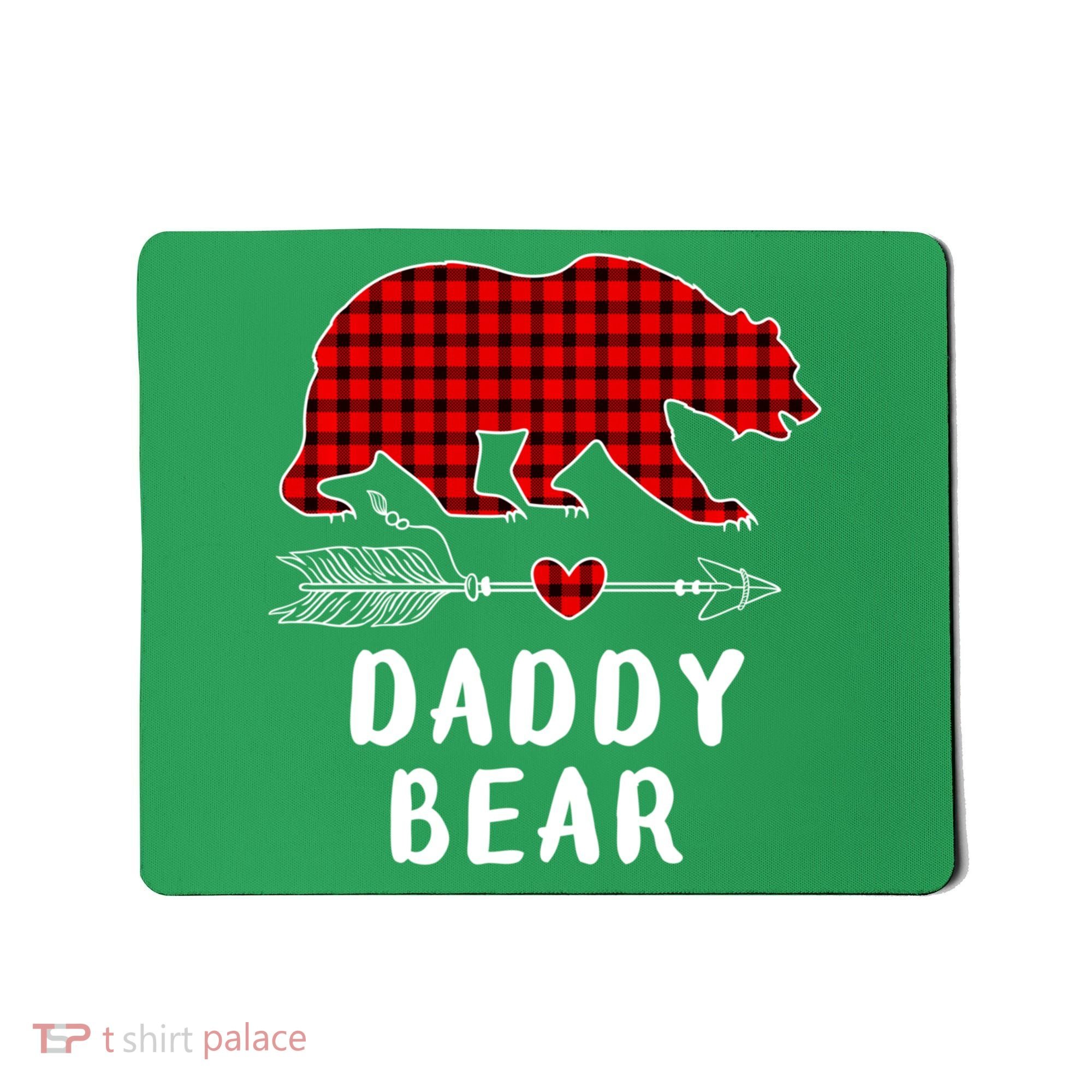 Daddy Bear Christmas Pajama Red Plaid Buffalo Xmas Mousepad
