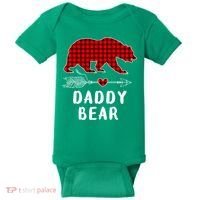 Daddy Bear Christmas Pajama Red Plaid Buffalo Xmas Baby Bodysuit thumb 0