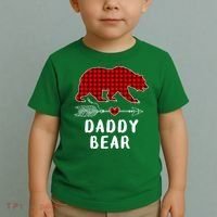 Daddy Bear Christmas Pajama Red Plaid Buffalo Xmas Toddler T-Shirt thumb 2