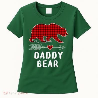 Daddy Bear Christmas Pajama Red Plaid Buffalo Xmas Women's T-Shirt