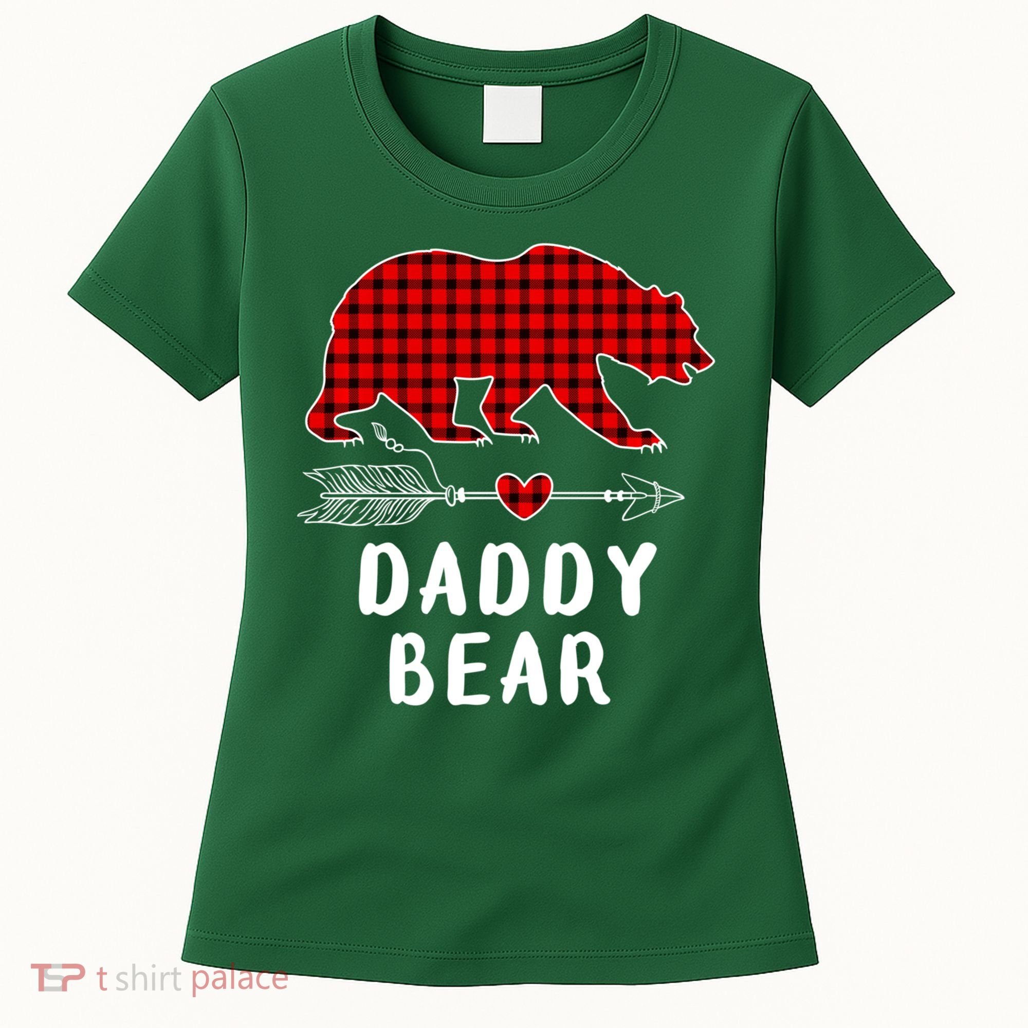 Daddy Bear Christmas Pajama Red Plaid Buffalo Xmas Women's T-Shirt