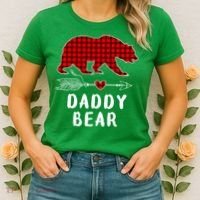 Daddy Bear Christmas Pajama Red Plaid Buffalo Xmas Women's T-Shirt thumb 2