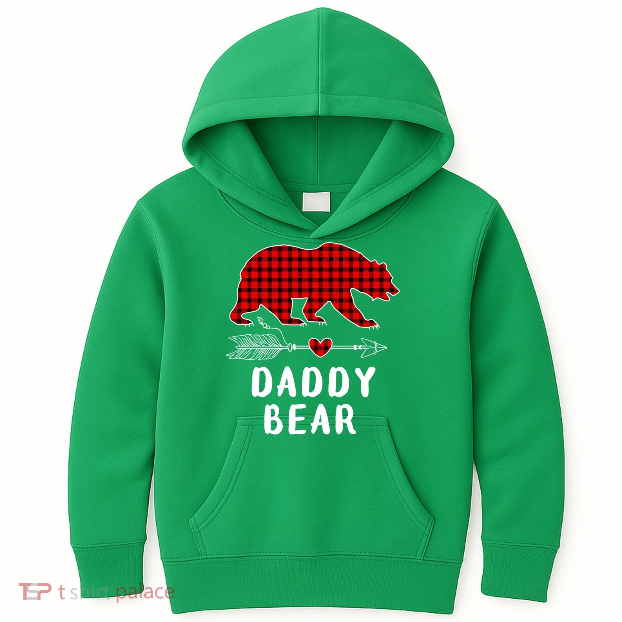 Daddy Bear Christmas Pajama Red Plaid Buffalo Xmas Kids Hoodie